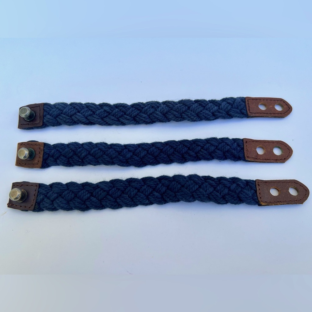 COPY - Abercrombie & Fitch Bracelet Interlaced Navy Fabric/Leather Metal…